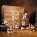 Juego de 4 copas y decantador de whisky personalizados con nombre grabado Accesorio de bar Regalo de aniversario para amantes del whisky y el licor