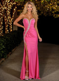 V-Neck Bejeweled Sweetheart Ruched Waist Prom Dresses With High Split