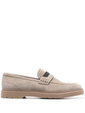 Brunello Cucinelli Bead-Detail Suede Loafer — grey