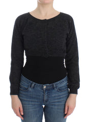 Women's Cropped Alpaca-Wool Blend Cardigan Gray Polyamide Clothing