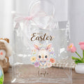 Bolsa de Regalo Personalizada con Nombre y Lazo Rosa Bolsa de Regalo para la Fiesta de Pascua con Huevos de Caza Regalo para Niños