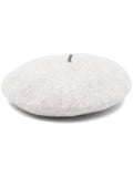 Brunello Cucinelli Bead Embellished Wool Beret — Grey
