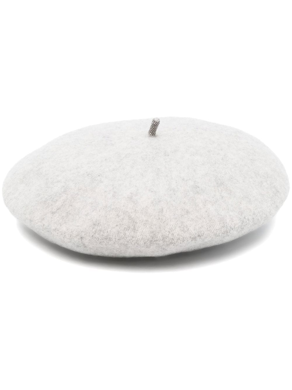 Brunello Cucinelli Bead Embellished Wool Beret — Grey
