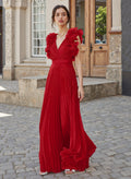Sheath/Column V-Neck Sleeveless Chiffon Mother Of The Bride Dresses With Shoulder Ruffle/Pockets