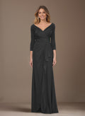 V-Neck Ruched Waist Jersey(High-Stretch) Mother Of The Bride Dresses With Ruffle