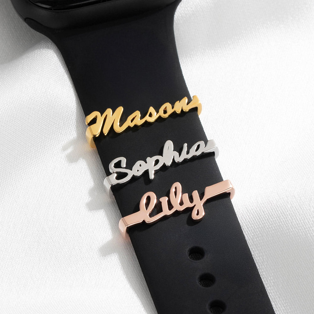 Personalizado Minimalista Nombre Reloj Banda Encanto Accesorios Decorativos Día de San Valentín Cumpleaños Regalo para Amigos Familia