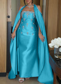 Unique Sequins Ankle-Length Satin Evening Dresses With Rhinestone