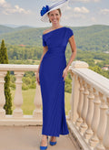 Sheath/Column Stretch Chiffon Cocktail Dresses With Pleated
