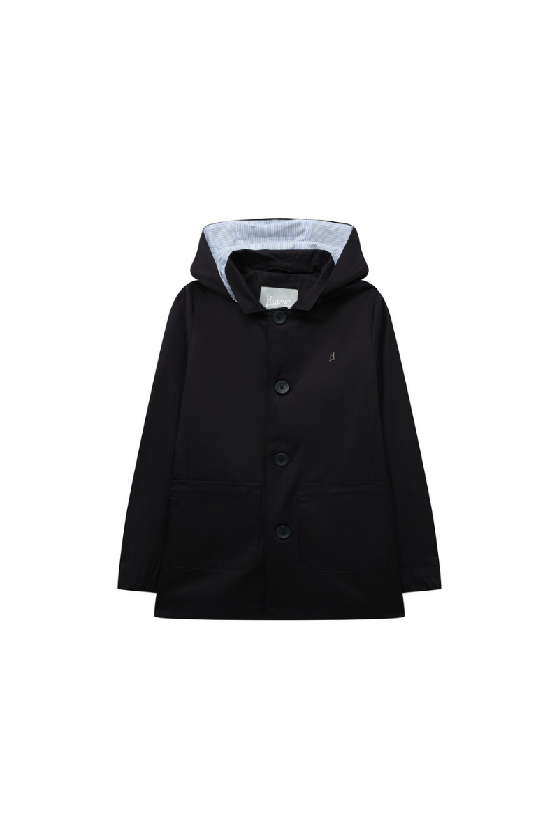 Herno Hooded Cotton Jacket — Black