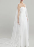 Elegant Sweetheart Sleeveless Detachable Train Elastic Satin Wedding Dresses