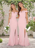 Trumpet/Mermaid Off-The-Shoulder Elastic Satin Bridesmaid Dresses With Split Front