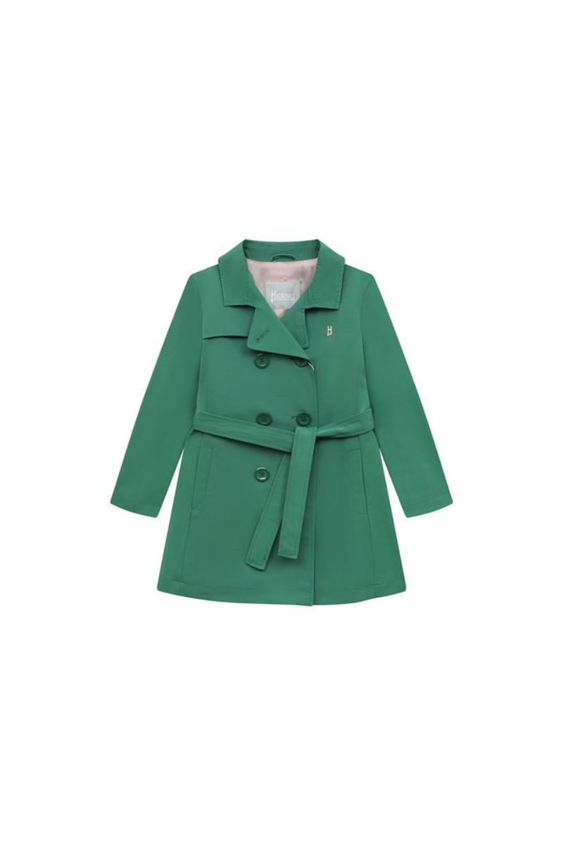 Herno Double-Breasted Wool-Blend Coat — Green