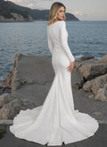 Trumpet/Mermaid Scoop Neck Long Sleeves Elastic Satin Wedding Dresses