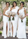 One-Shoulder Trumpet/Mermaid Bridesmaid Dresses With Ruffles