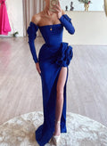 Seductive Sheath Strapless Sleeveless Prom Dresses With High Split