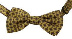 Men's Yellow Pattern Silk Adjustable Neck Tie