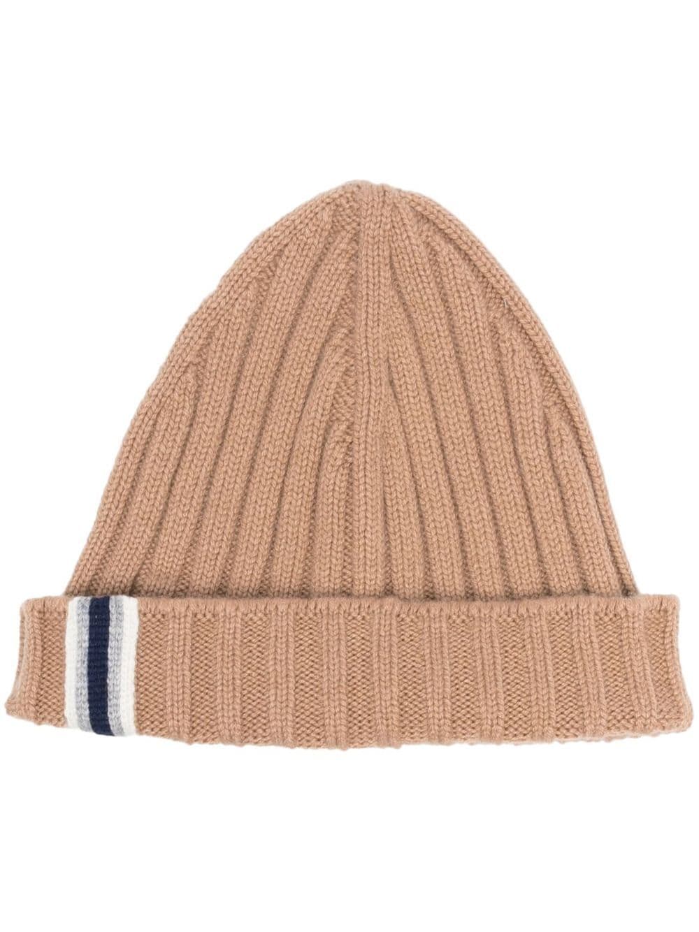Fedeli Ribbed-Knit Cashmere Beanie — Beige