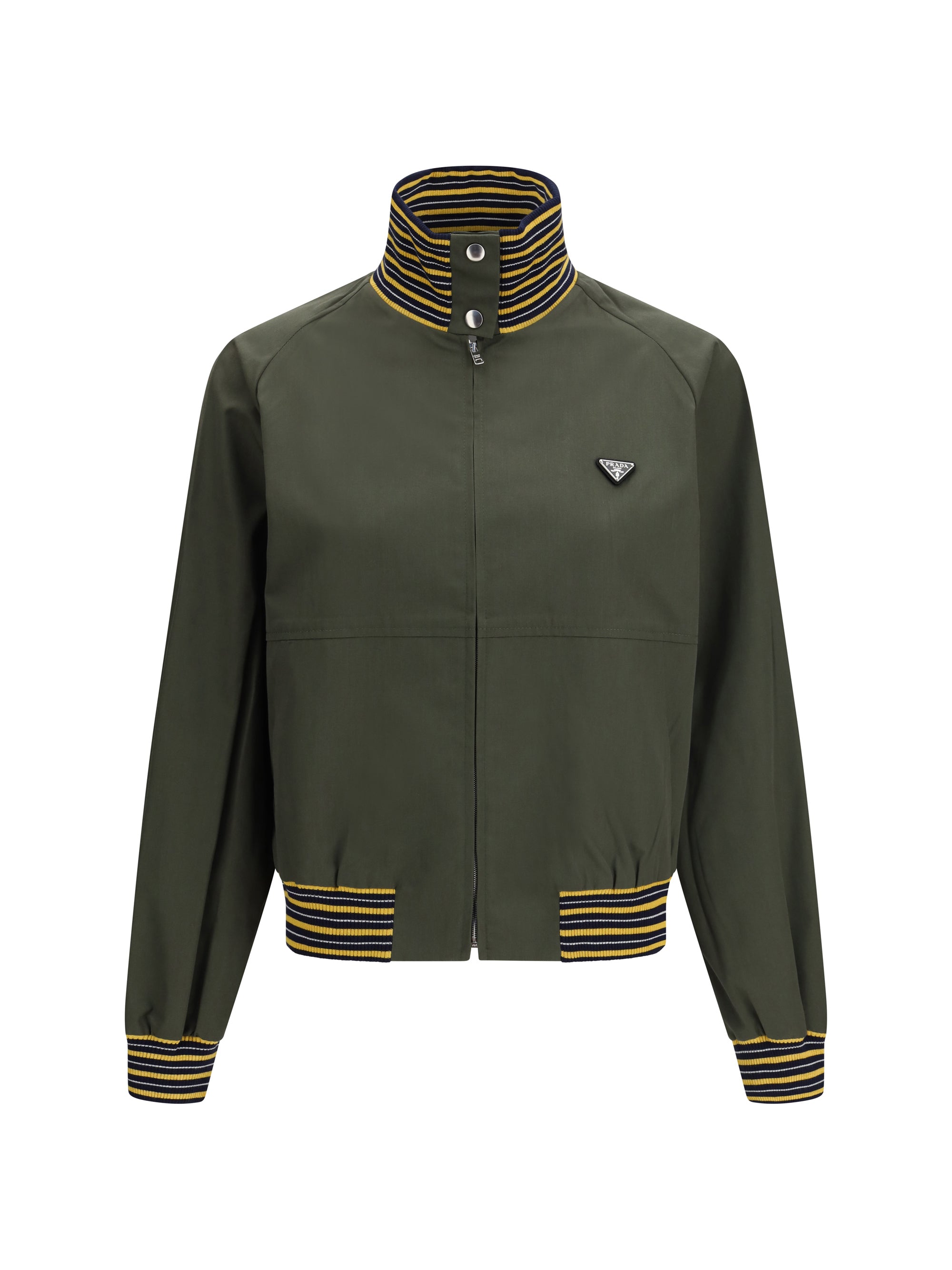 Prada Technical Canvas Blouson Jacket — Green