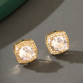 Copper And Zirconium Square Round Earrings