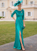 Elegant 3D Flower(s) Scoop Neck Floor-Length Stretch Satin Knit Mother Of The Bride Dresses