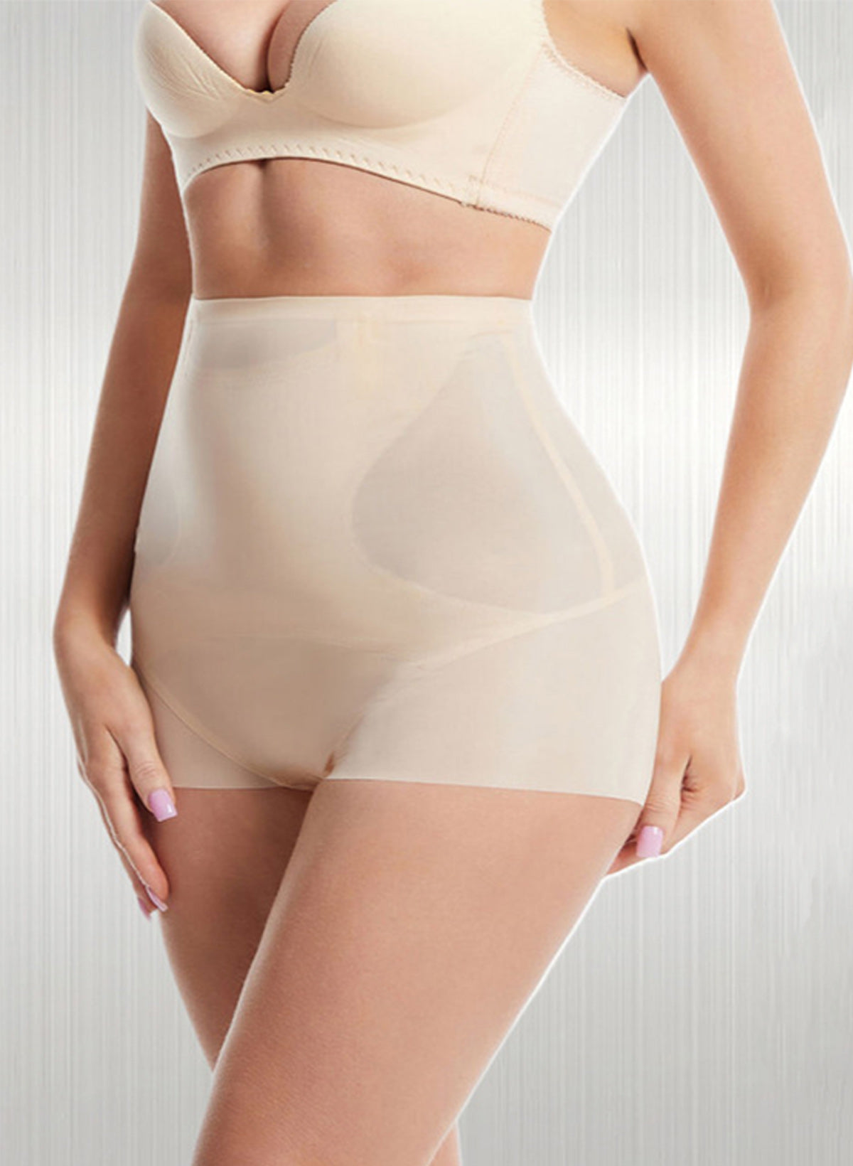Plus Size High Waist Butt Lift Traceless Invisible Chinlon Thin Shapewear