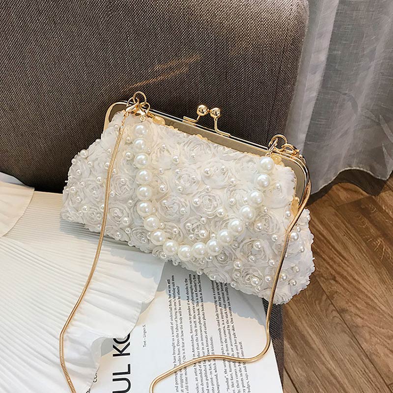 Flower/Lmitation Pearl Polyester Clutches & Bags For Event/Party/Wedding