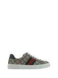 Gucci GG Monogram with Web Stripe Sneaker — Beige