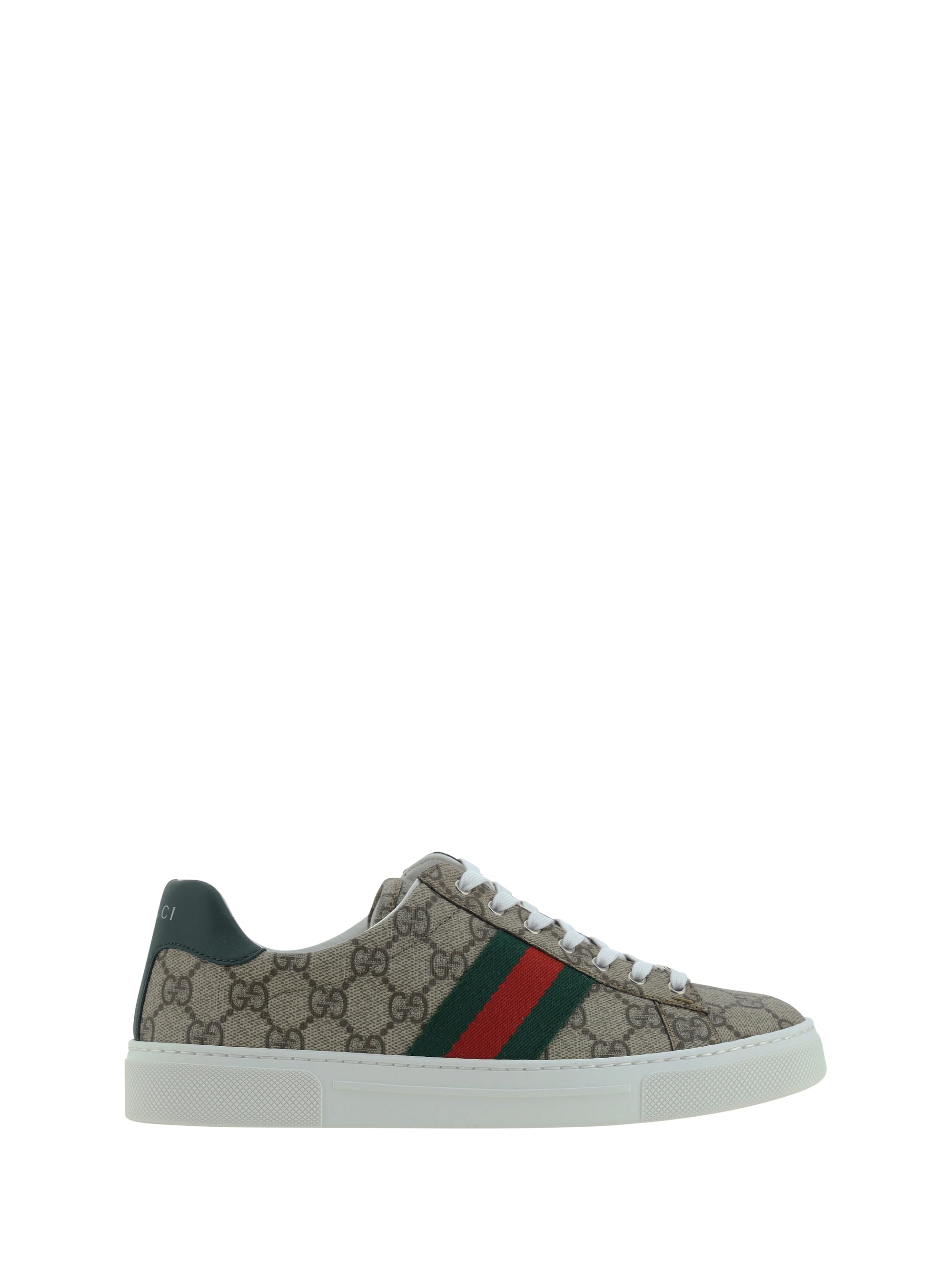 Gucci GG Monogram with Web Stripe Sneaker — Beige