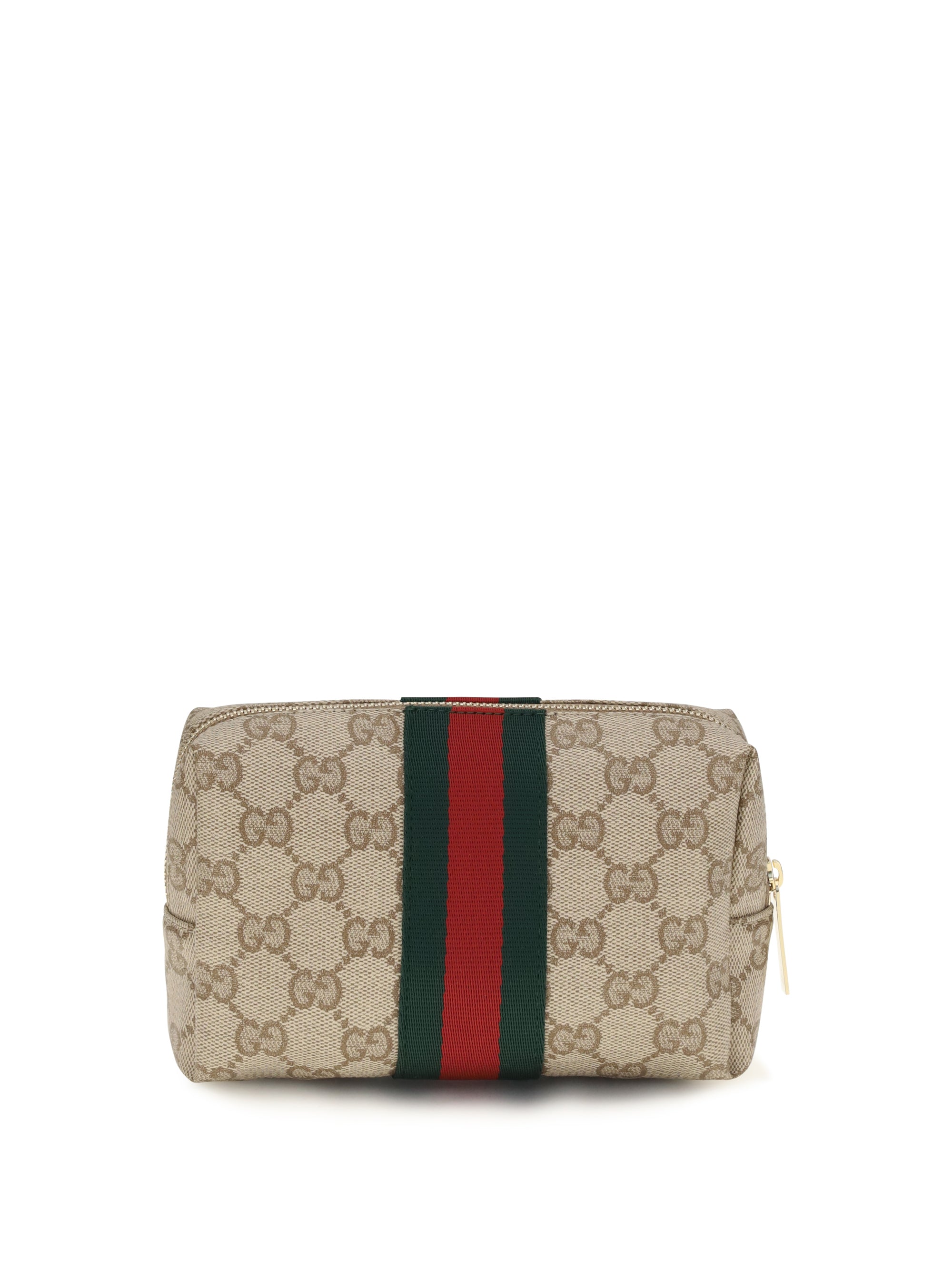 Gucci GG Monogram Web Stripe Clutch — Beige