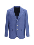 Brunello Cucinelli Deconstructed Mélange Linen Blazer — Blue