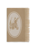 Burberry Logo Jacquard Merino Wool Scarf — Beige
