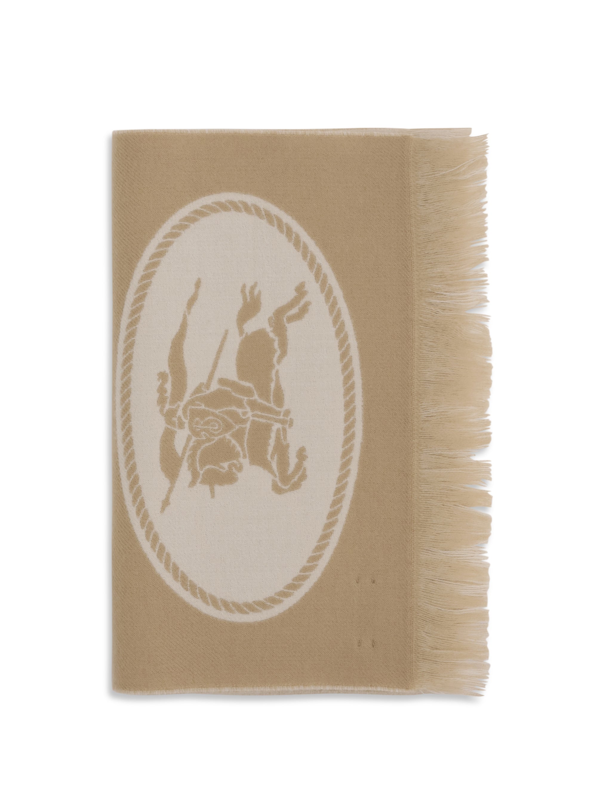 Burberry Logo Jacquard Merino Wool Scarf — Beige