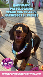 Handmade Pastel Bead & Biothane Dog Harness - Vegan Leather / Waterproof Biothane