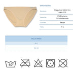 FEVI | Pack de 6 Braguitas Tiro Bajo |  1 o 3 Colores Diferentes: Blanco, Negro y Beige | Talla Única: M-L