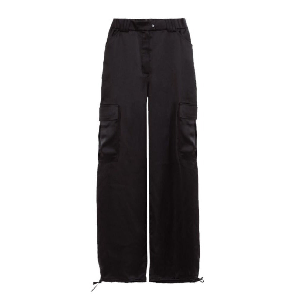 Black Silky Cargo Pants