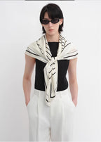 Stretch silk original geometric print silk scarf