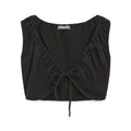 Washed Cotton Drawstring Crop Top