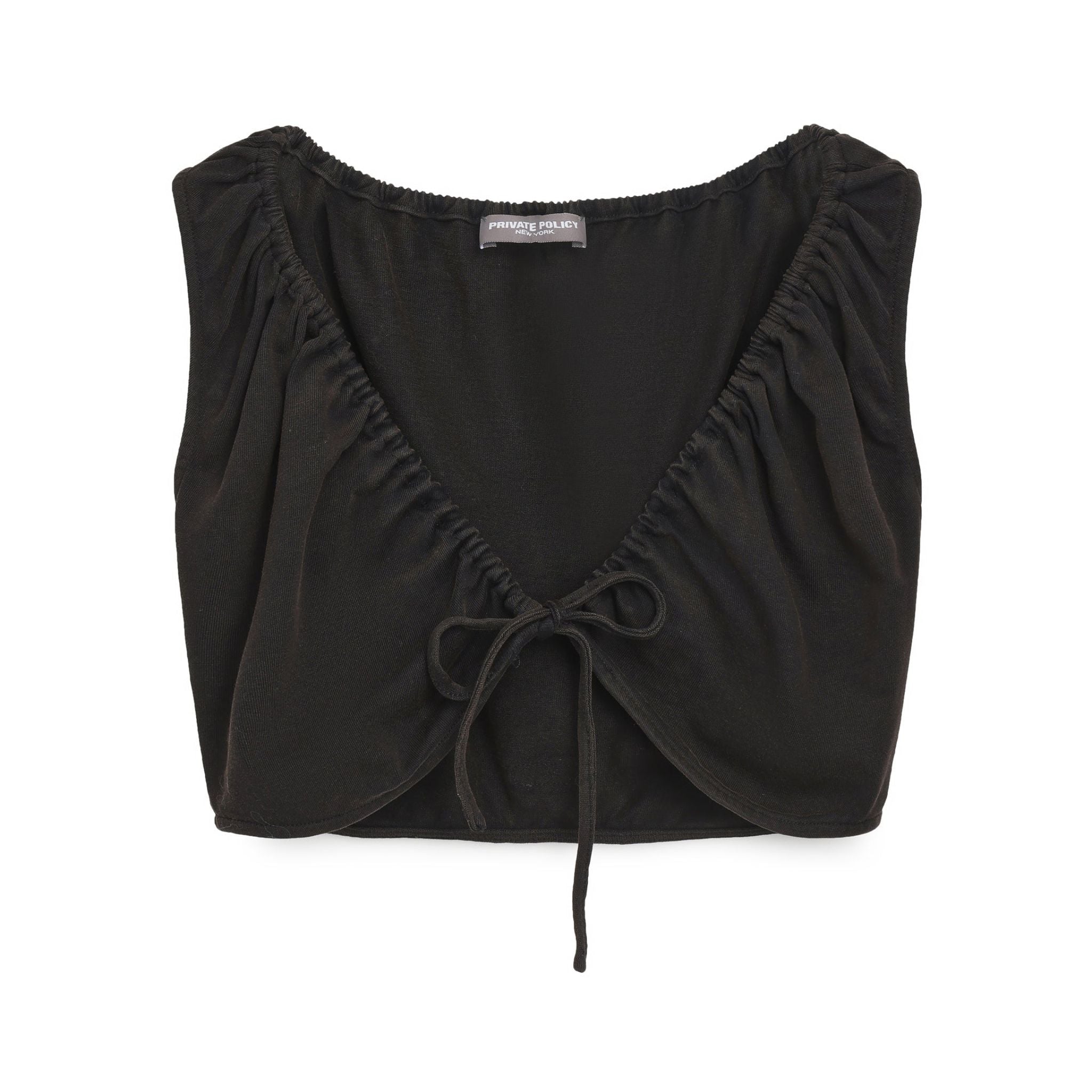Washed Cotton Drawstring Crop Top