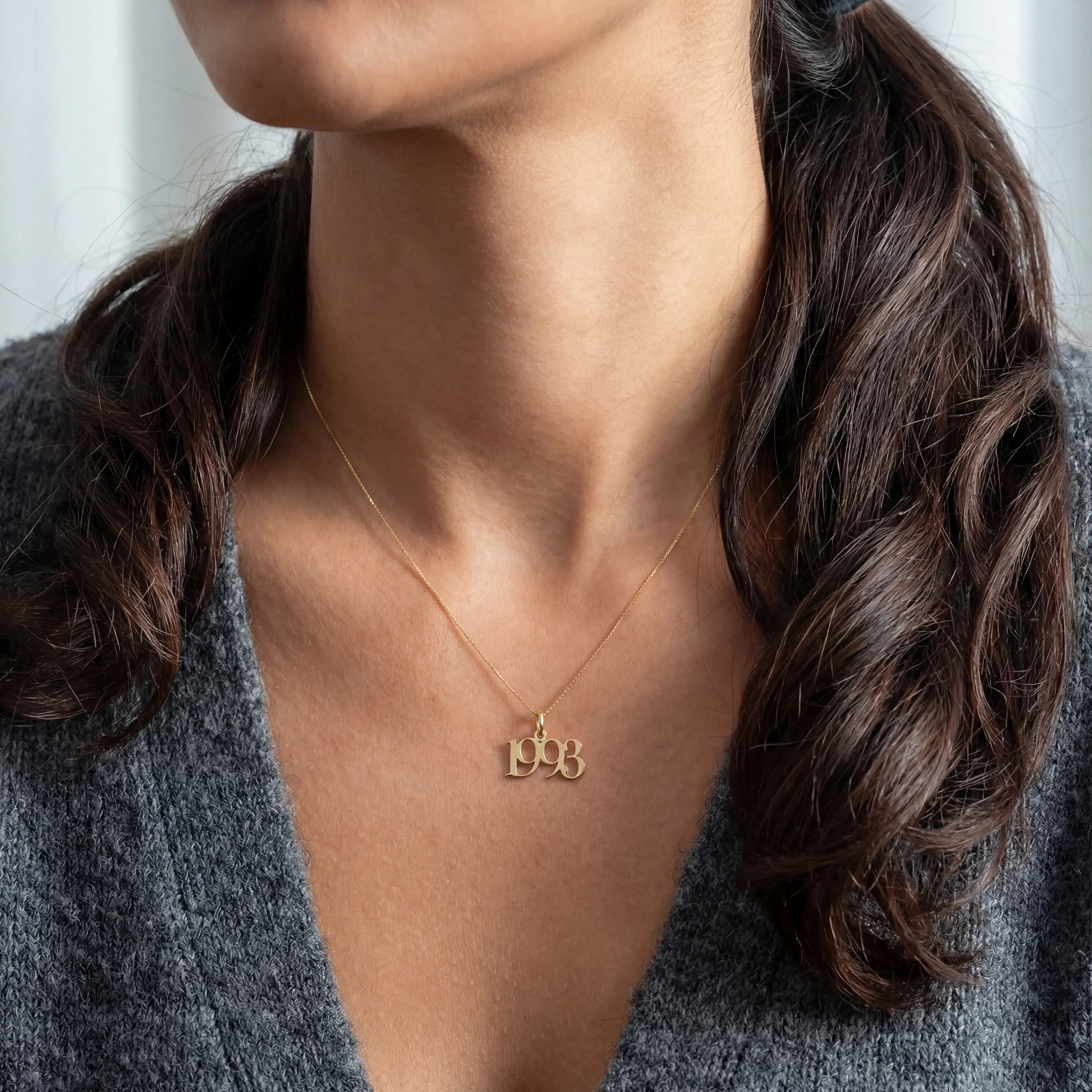 Personalised Year Of Birth Necklace - 18ct Gold / Style 3