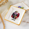 Personalizada Hip-Hop Chica Teddy Bear Plato de cerámica joyería con piedra de nacimiento y el nombre de decoración del hogar regalo de cumpleaños para los amantes del Hip-Hop Negro Reina rapero