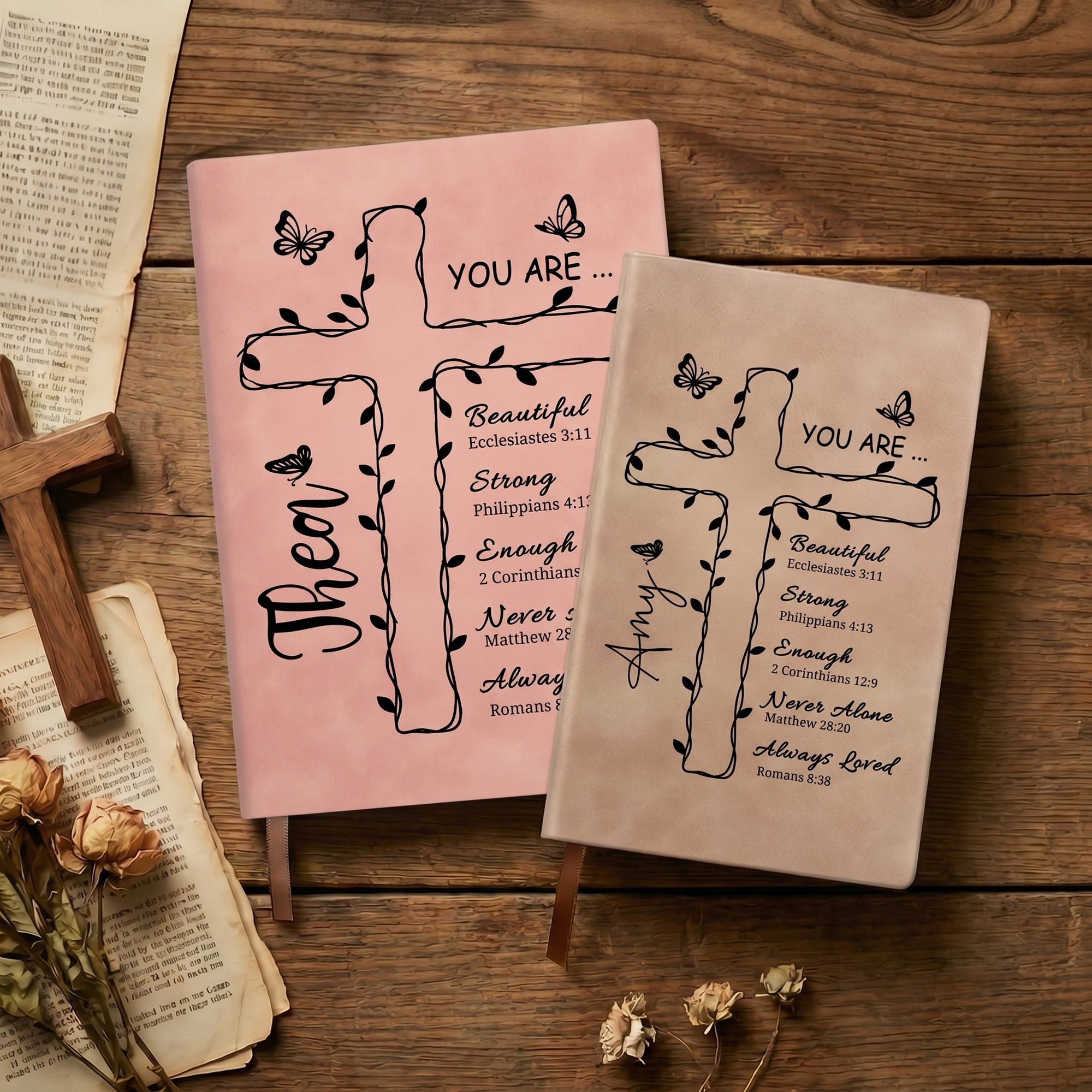 Personalizada Cruz Biblia A5 A6 Cuaderno con Nombre Graduación Cumpleaños Regalo para Cristianos Graduados