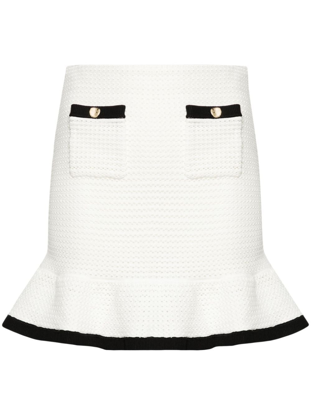 Self-Portrait Sequinned Crochet Miniskirt — White