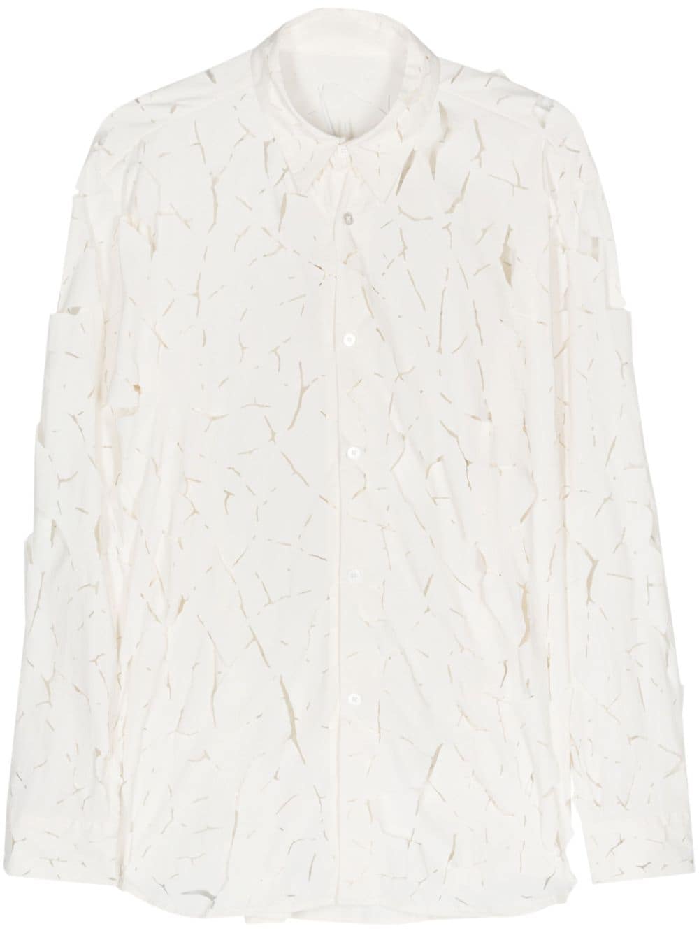 Post Archive Faction Cut-Out Detail Nylon Shirt — White