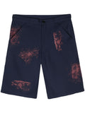 Comme Des Garcons Paint Splatter-Detail Shorts — Navy