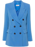 Alberto Biani Double-Breasted Cady Blazer — Blue