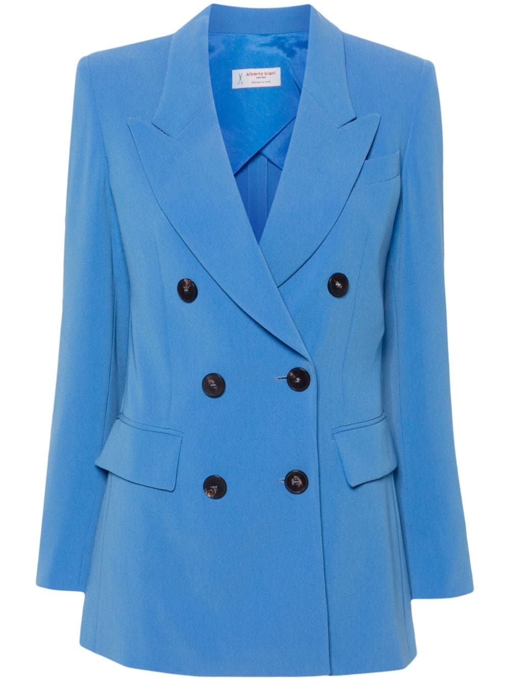 Alberto Biani Double-Breasted Cady Blazer — Blue