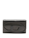 Diesel Calf Leather Logo Plaque Wallet on Chain — Black