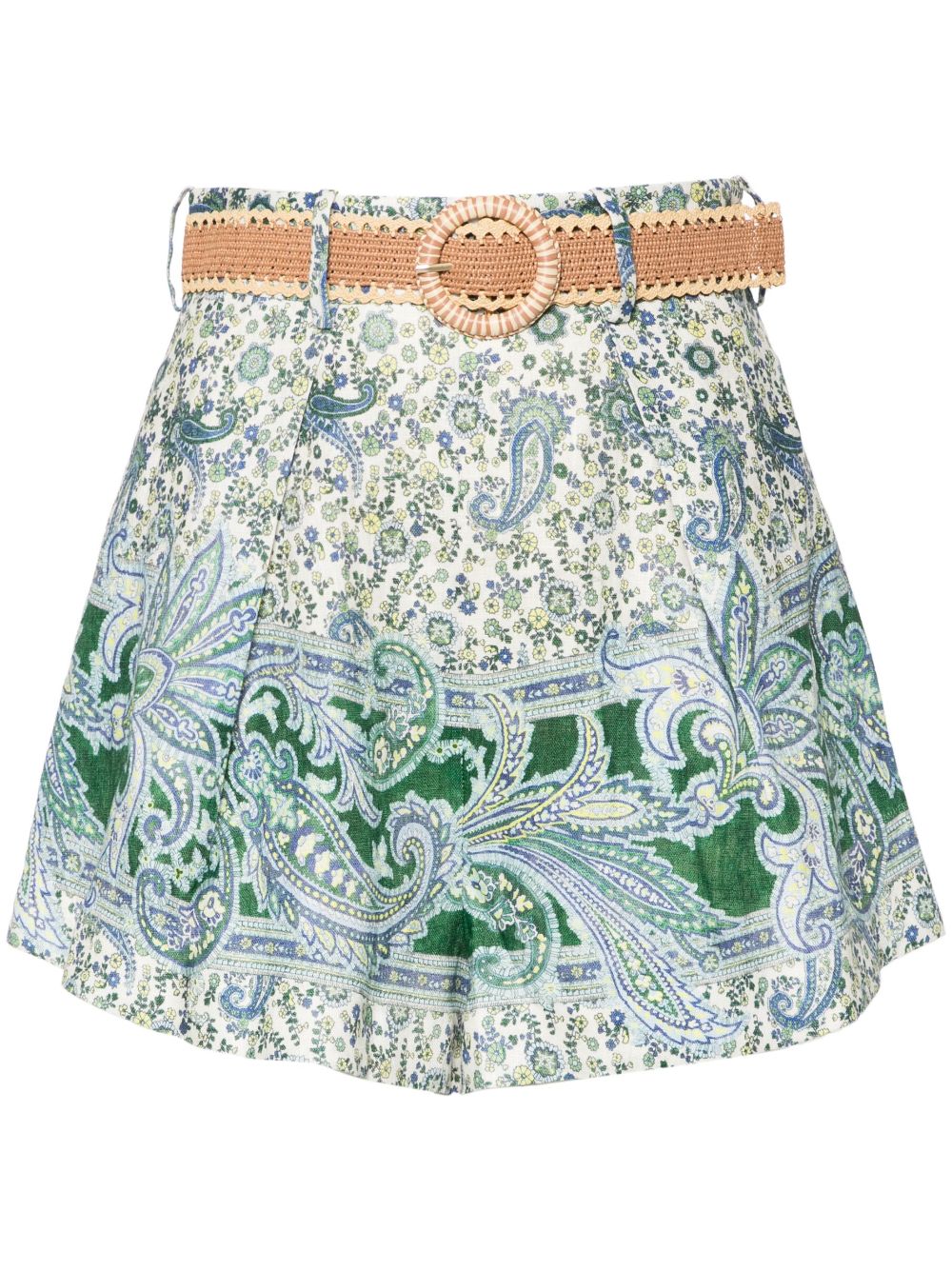 Zimmermann Ottie Tuck Shorts — Green