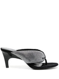 The Attico Crystal-Embellished Thong Heel Sandal — Black