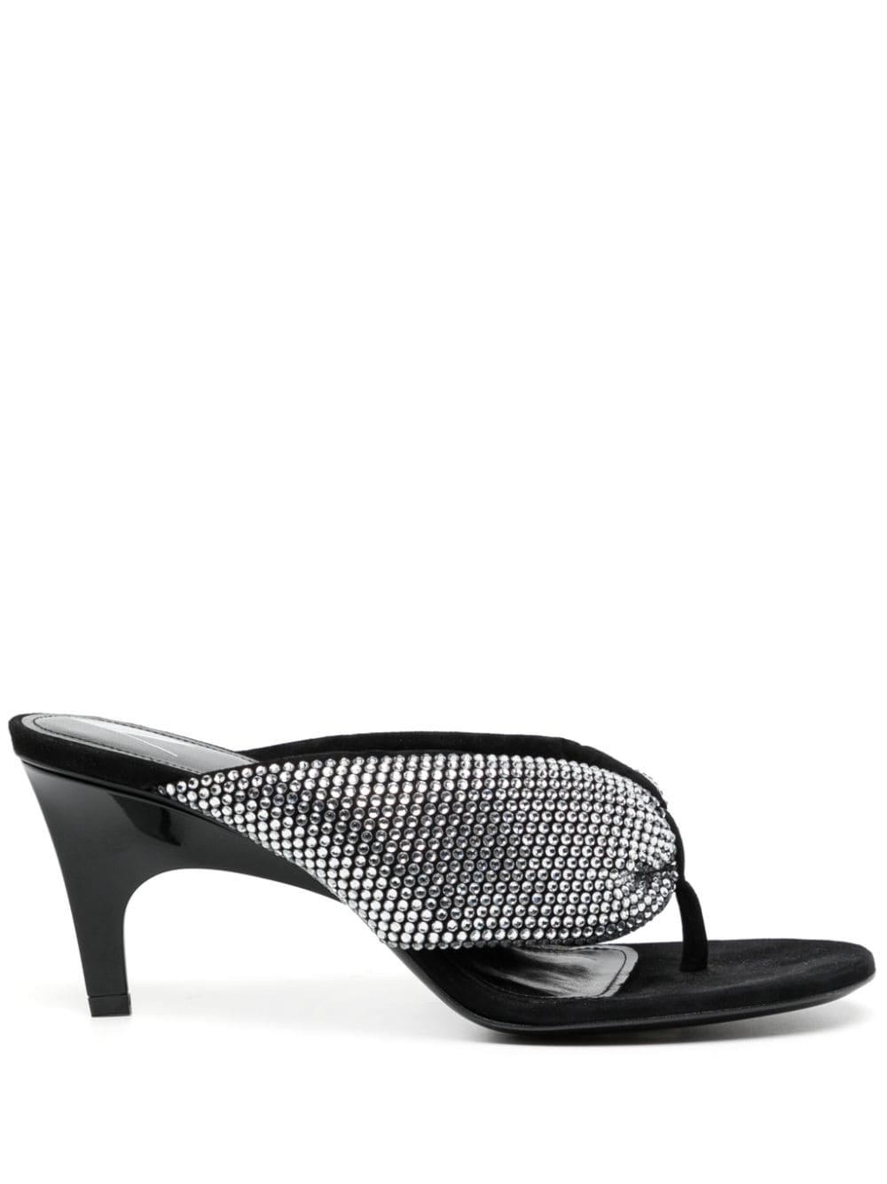 The Attico Crystal-Embellished Thong Heel Sandal — Black